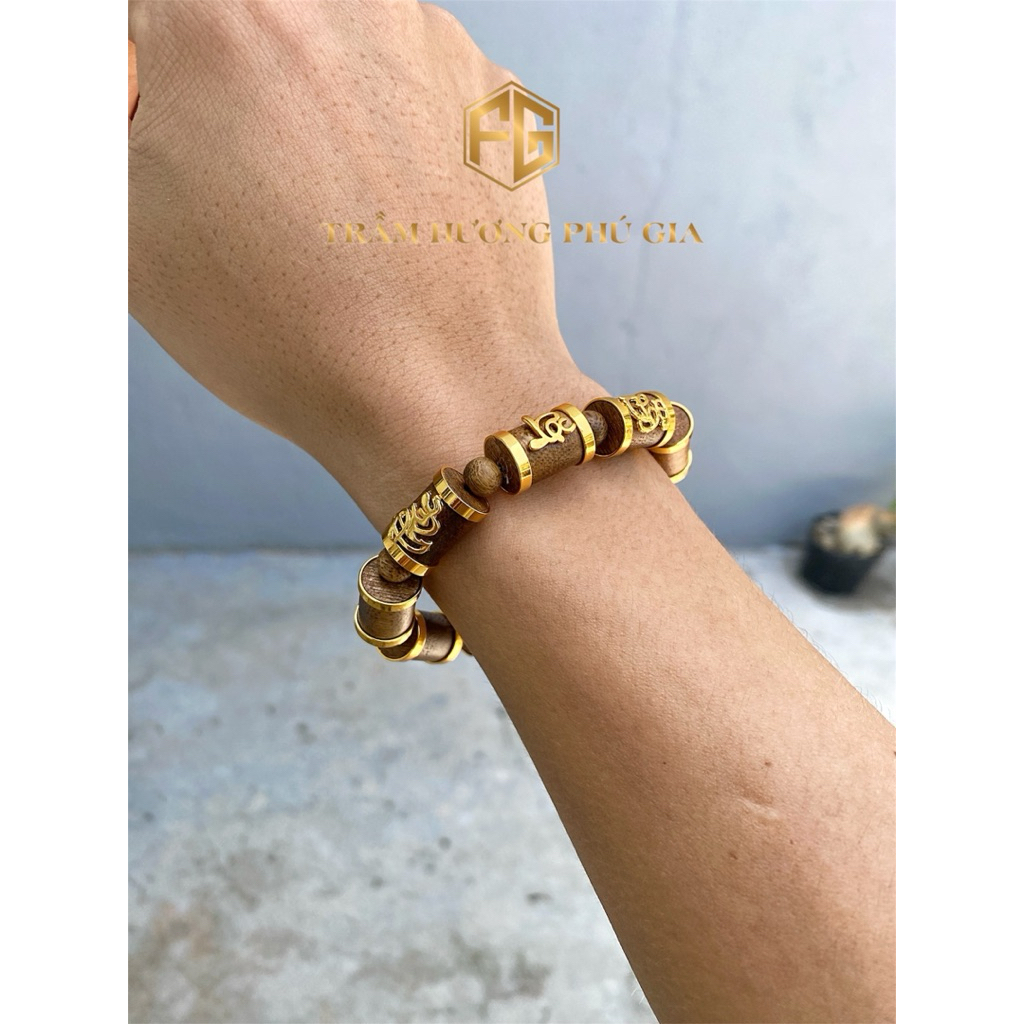Vòng Tay Trầm Hương Bọc Vàng Cao Cấp Đeo Phong Thuỷ Thời Trang