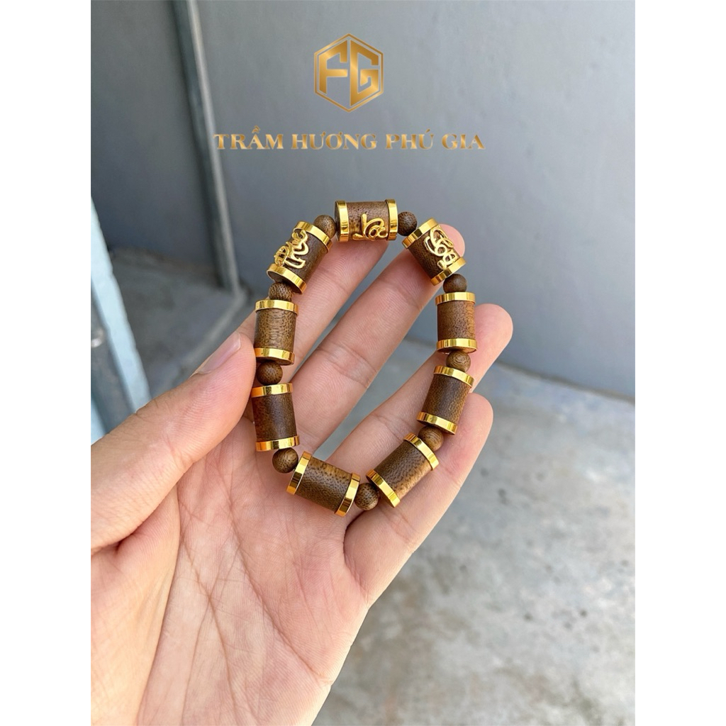 Vòng Tay Trầm Hương Bọc Vàng Cao Cấp Đeo Phong Thuỷ Thời Trang