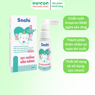 Xịt Chống Sâu Răng Sachi 30ml Cho Bé Từ 1 Tuổi Chiết Xuất Ovopron Nhật Bản Ngừa Viêm Lợi Chắc Răng