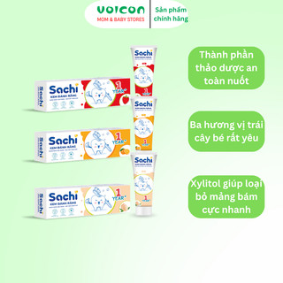 Kem Đánh Răng Cho Bé Sachi Nuốt Được Chiết Xuất Cúc La Mã Mộc Lan Lô Hội Ngừa Sâu Răng Tuýp 60g