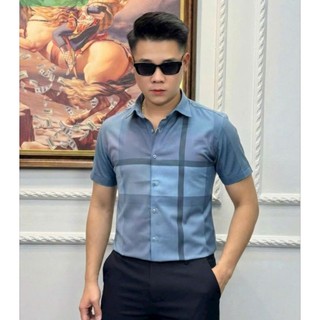 Áo sơ mi nam luxury cao cấp kẻ cộc tay mã K960