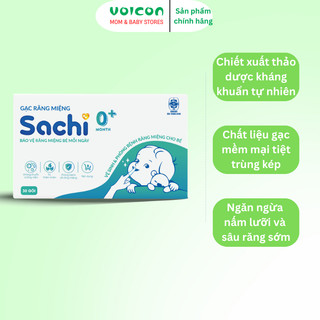 Gạc Răng Miệng Sachi Kháng Khuẩn Tự Nhiên Cho Bé Hộp 30 Gói - Rơ Lưỡi Vệ Sinh Nướu Và Chống Sâu Răng