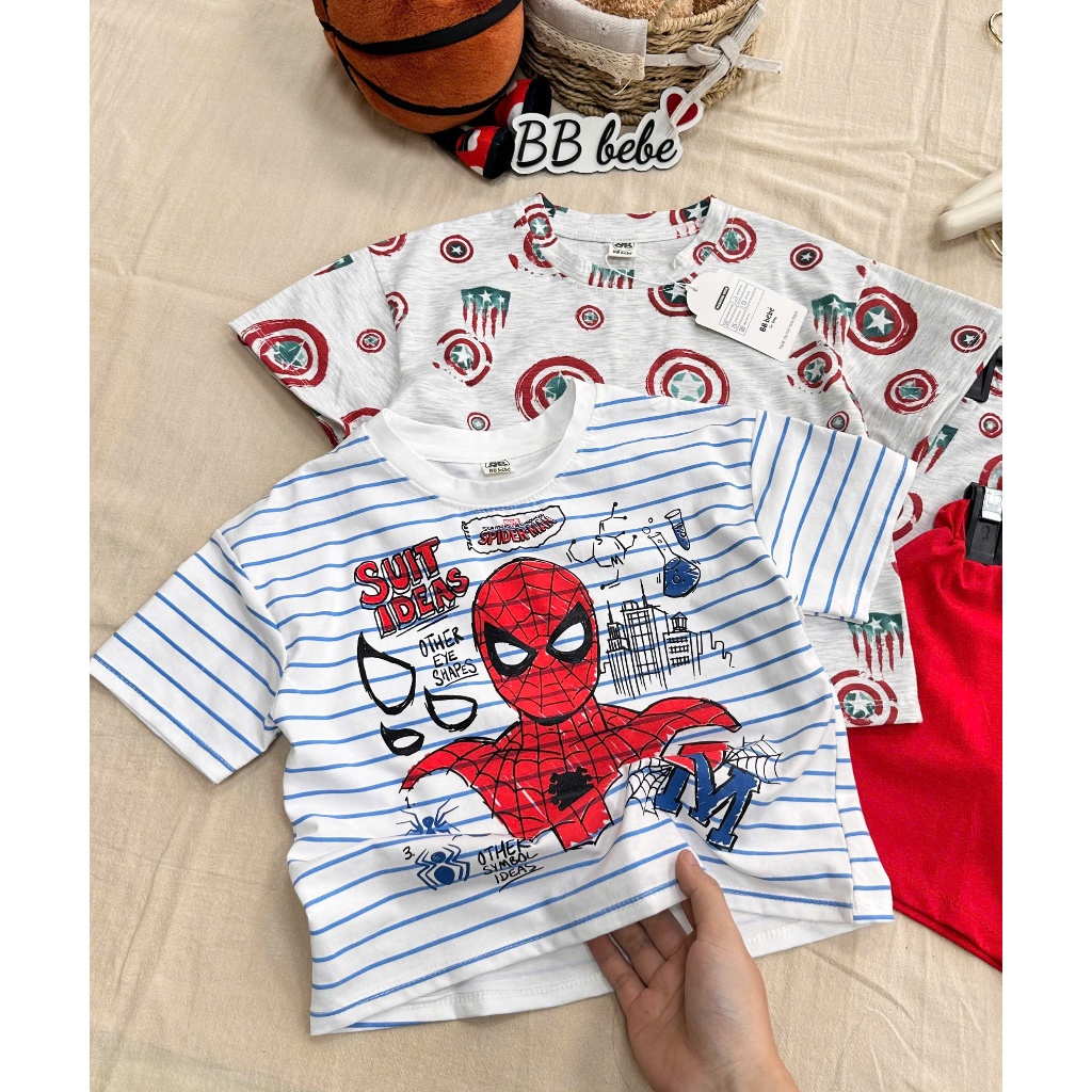 Combo 2 bộ siêu nhân cộc tay cho bé trai, set 2 bộ cotton mềm mát cho bé cho bé