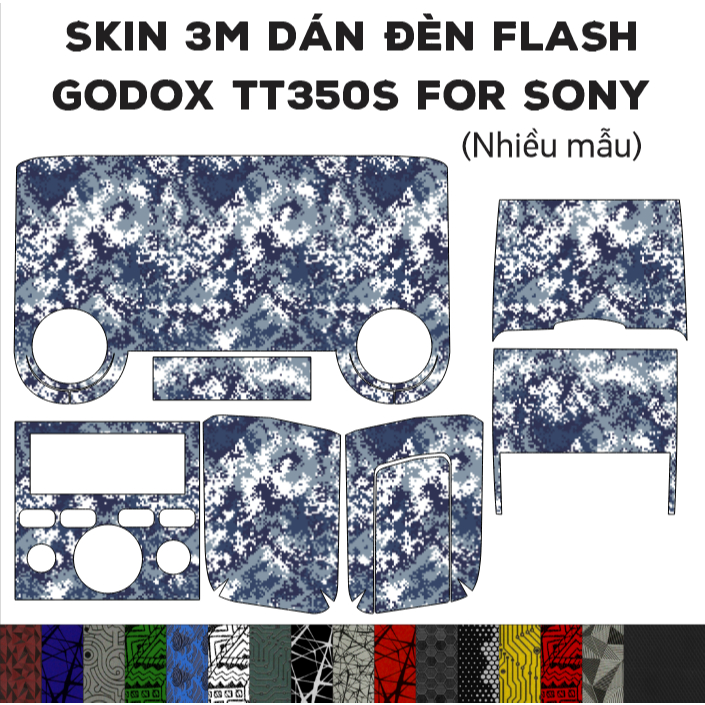 Skin 3M dán đèn Flash Godox TT350S cho Sony (Nhiều mẫu) | Miếng film dán chống bám bẩn cho phụ kiện máy ảnh