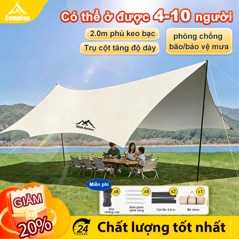 Tấm tăng lều tank bạt che nắng chống mưa, bạt lót cắm trại du lịch dã ngoại dày rộng, màu săc mát mẻ