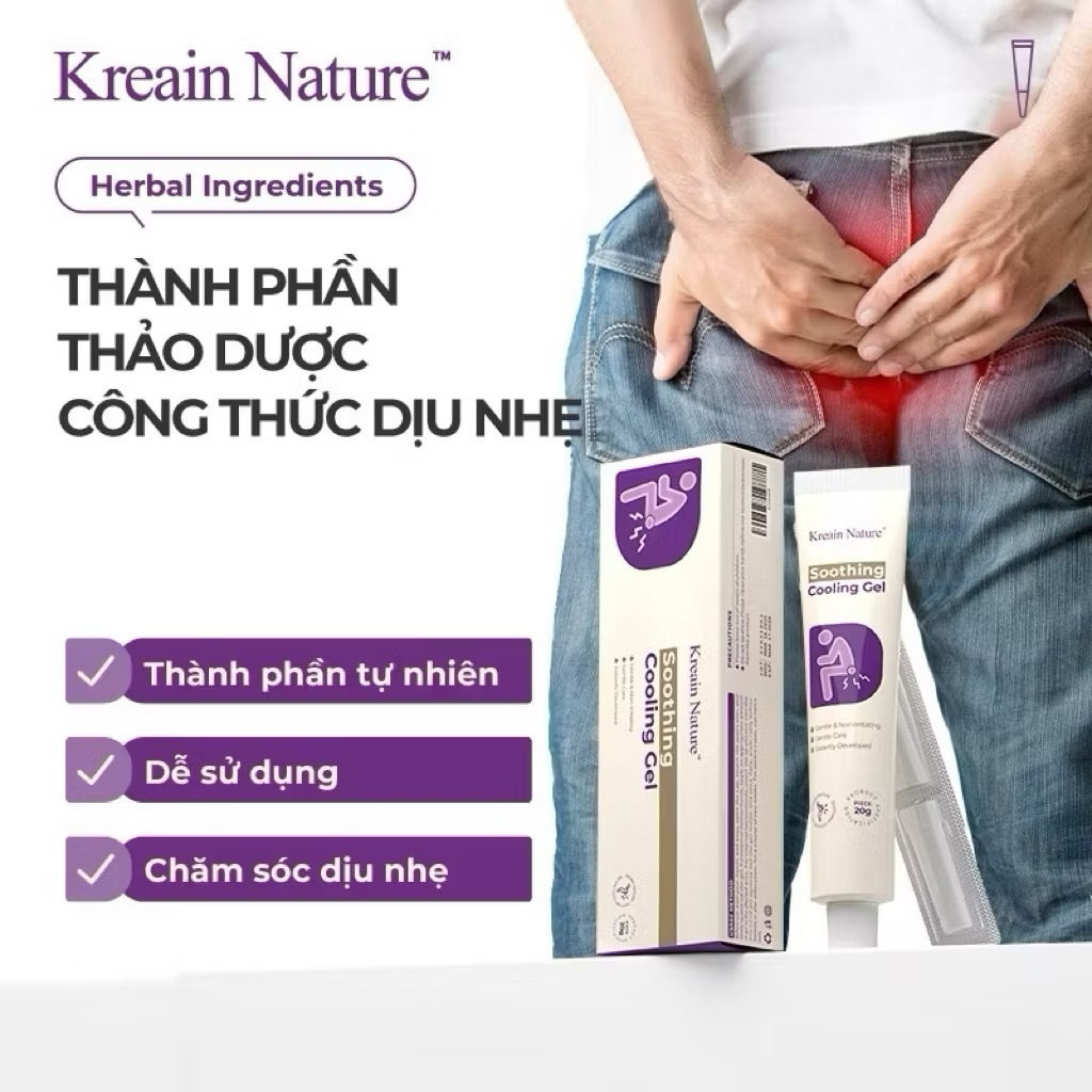 Kem Bôi Trĩ Kreain Nature Soothing Cooling Hỗ Trợ Giảm Khó Chịu Vùng Hậu Môn, Dịu Nhẹ Giảm Sưng Rát 20g shishop94