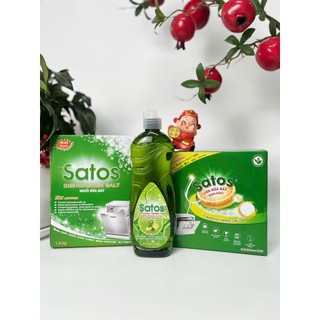 ( Tiết kiệm ) Viên rửa chén bát sinh học Satos hộp 80 viên cho máy rửa bát an toàn cho sức khoẻ