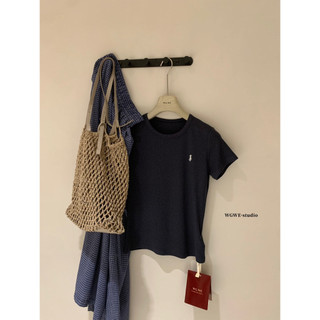 𝐏𝐡𝐢𝐞𝐧 𝐖𝐆𝐖𝐄 | (Sẵn) W8867 Áo Thun Cotton Cộc Tay Cổ Tròn Ôm Body Hình Thêu