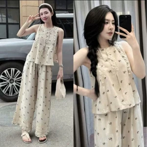 : Set Lilen Sát Nách Phối Tay Bèo Hoa Nhí Mix Quầm Suông Ren Bèo Xinh (Ảnh Thật Trải Sàn)