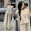 : Set Lilen Sát Nách Phối Tay Bèo Hoa Nhí Mix Quầm Suông Ren Bèo Xinh (Ảnh Thật Trải Sàn)