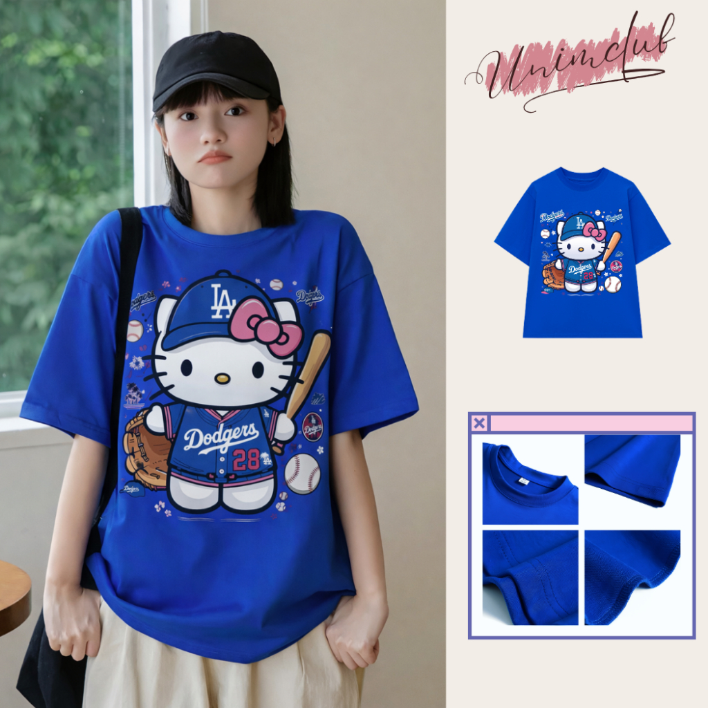 Áo Thun Kitty LA Bóng Chày Hottrend 2025 Form Áo Unisex Dáng Rộng Cotton Cao Cấp Premium APKT