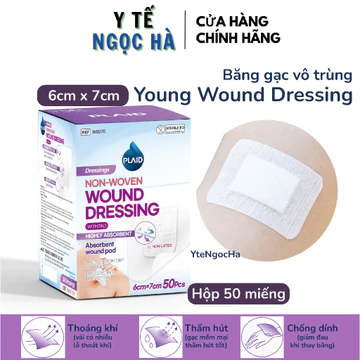 [Full Hộp] Băng có gạc 6x7cm Young Wound Dressing - Băng gạc vô trùng 6cm x 7cm thấm hút dịch tốt