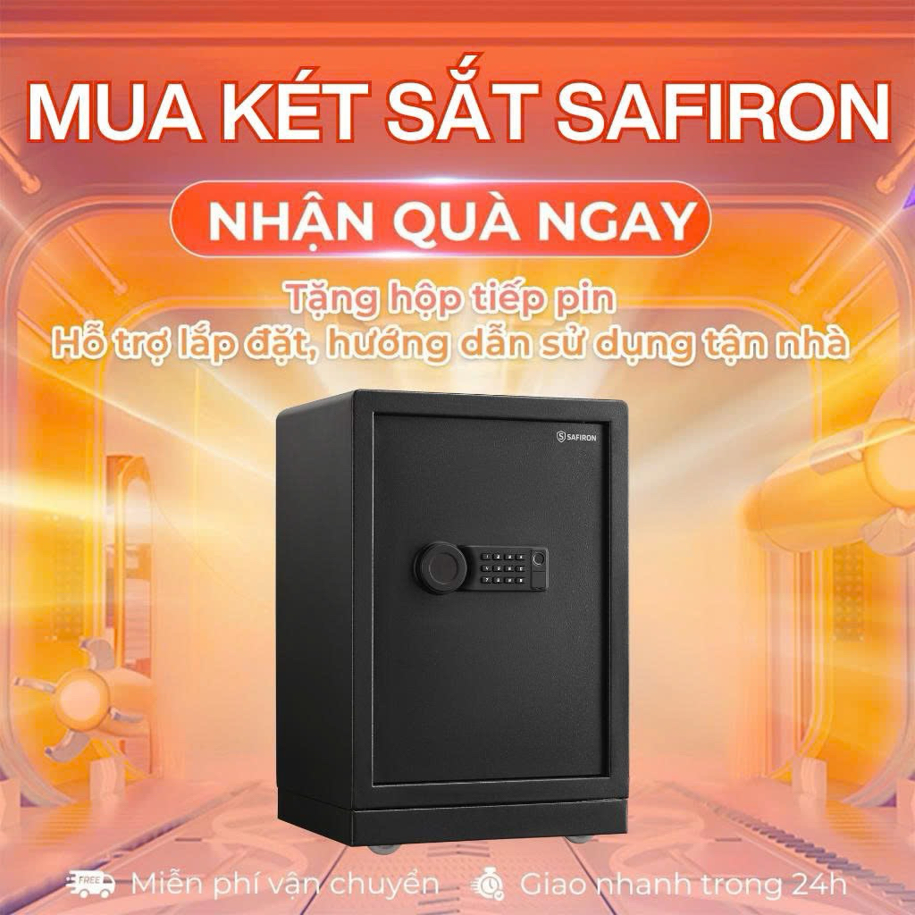 Két Sắt Nhập Khẩu Safiron 60LBF Vân Tay Điện Tử Cảnh Báo Qua Điện Thoại 25KG