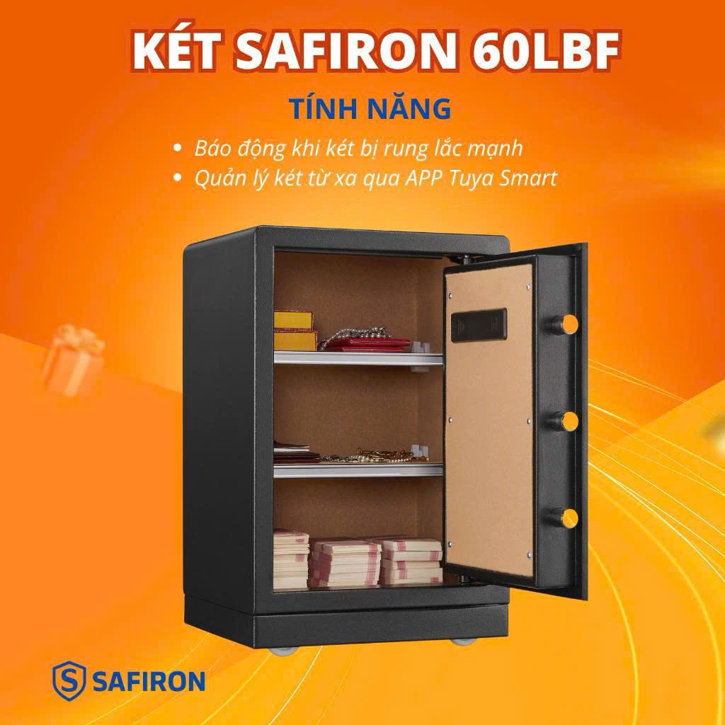 Két Sắt Nhập Khẩu Safiron 60LBF Vân Tay Điện Tử Cảnh Báo Qua Điện Thoại 25KG