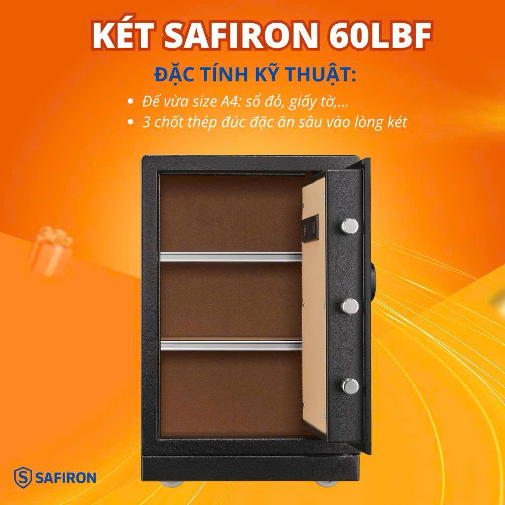 Két Sắt Nhập Khẩu Safiron 60LBF Vân Tay Điện Tử Cảnh Báo Qua Điện Thoại 25KG