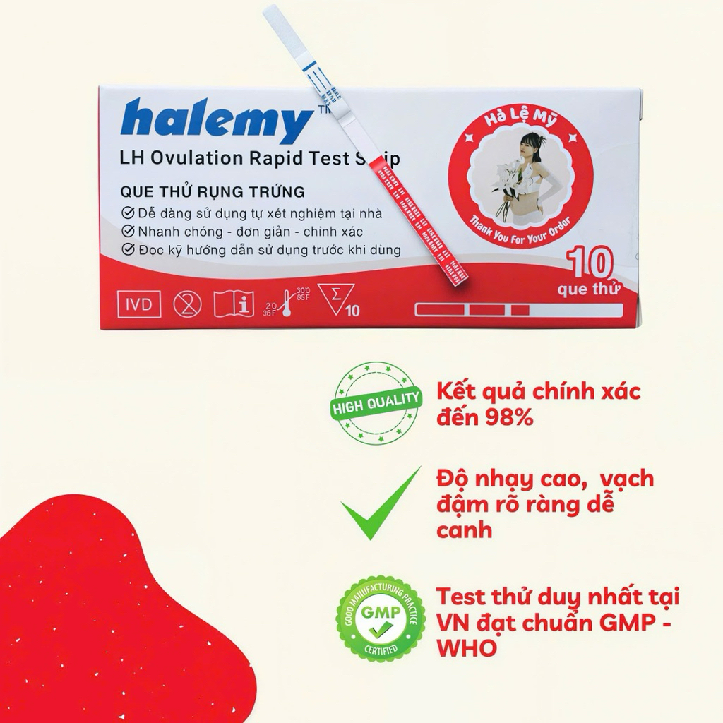 Combo 10 Que Thử Rụng Trứng HALEMY Bản To Đậm ( Tặng bảng canh trứng)(LUÔN CHE TÊN ) Hà Lệ Mỹ