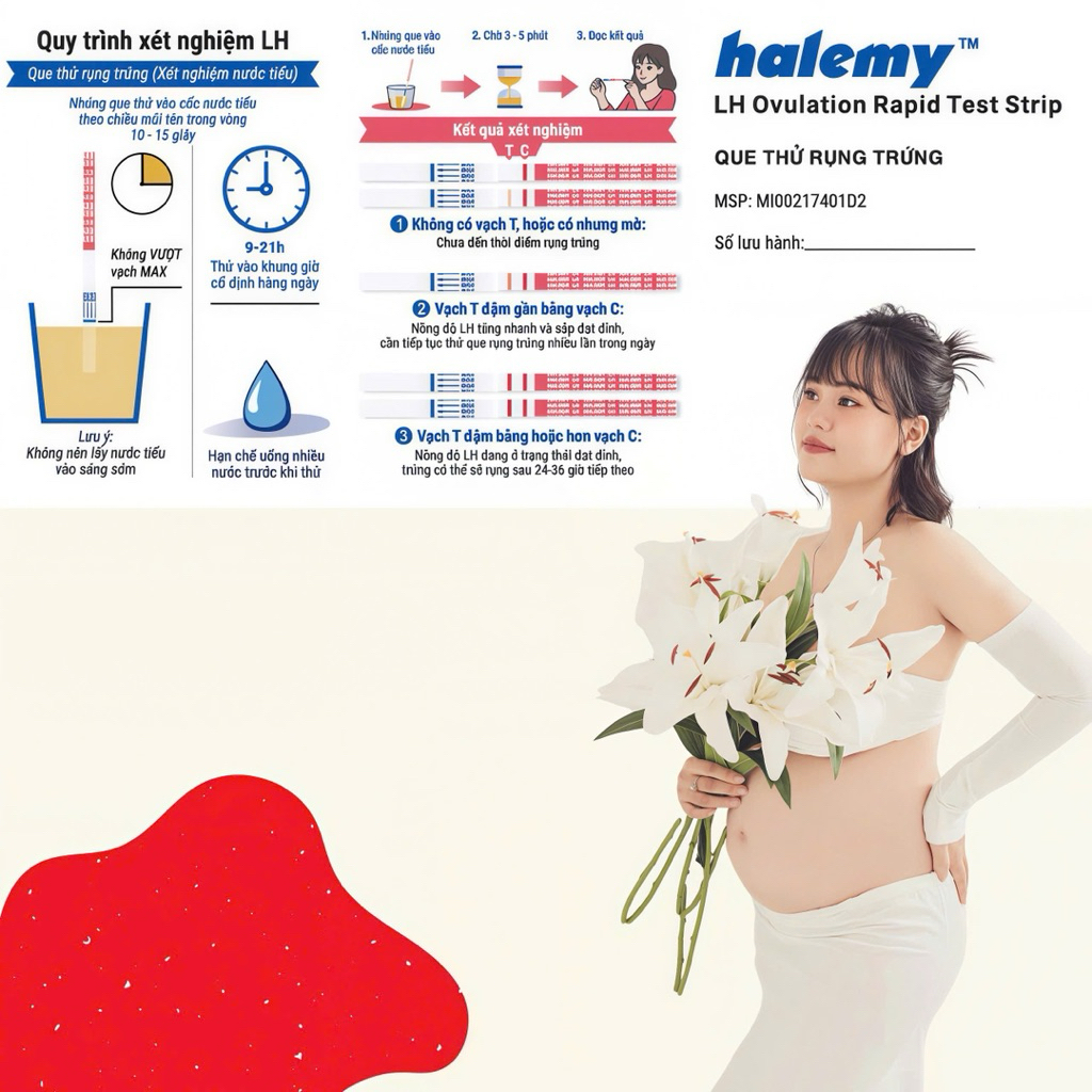 Combo 10 Que Thử Rụng Trứng HALEMY Bản To Đậm ( Tặng bảng canh trứng)(LUÔN CHE TÊN ) Hà Lệ Mỹ