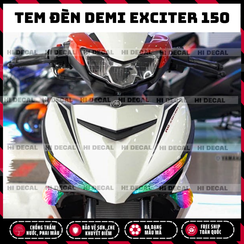 Tem dán đèn demi - xi nhan Exciter 150 decal dán đổi màu demi ex 150, chống nước chống phai màu | Tặng tem simpsons