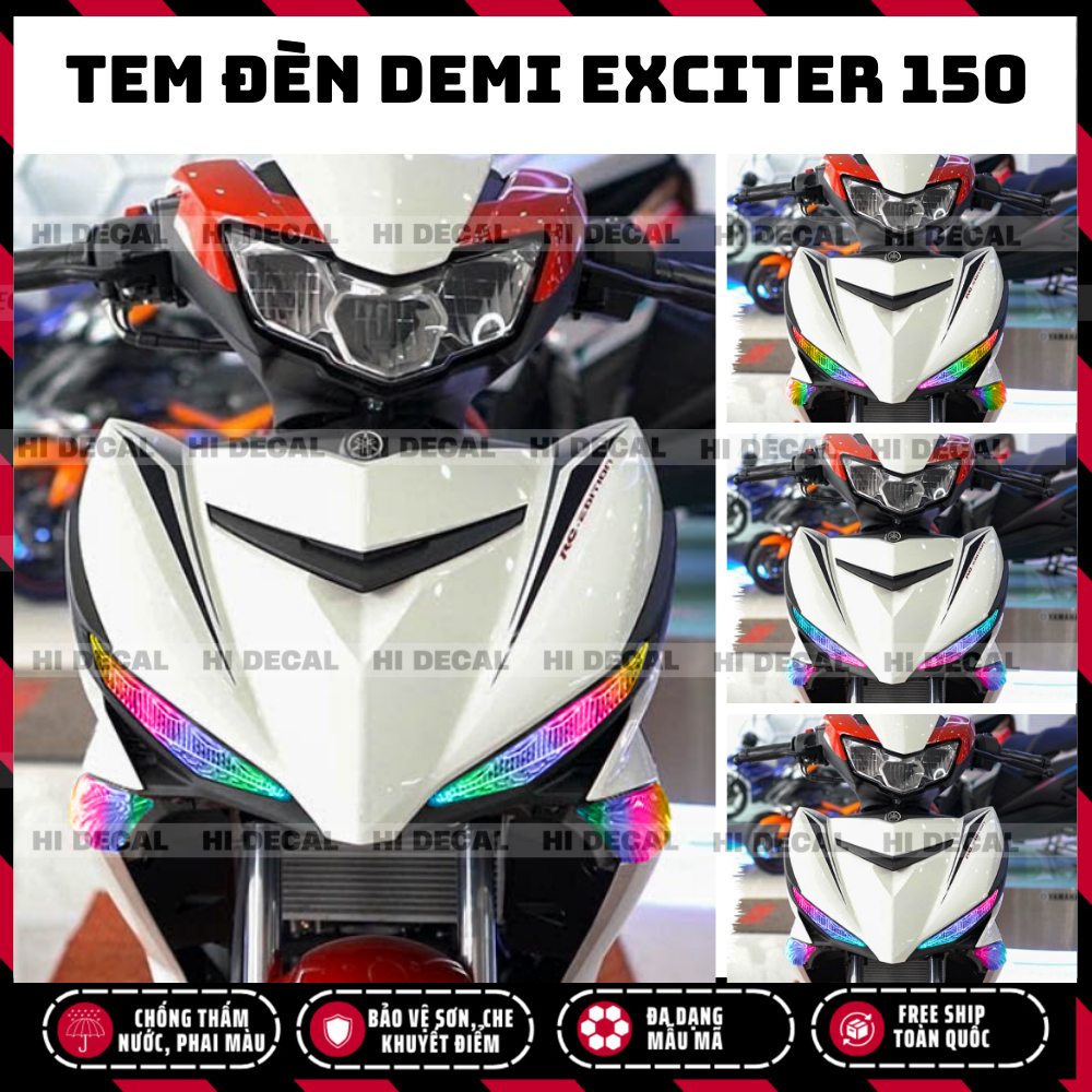 Tem dán đèn demi - xi nhan Exciter 150 decal dán đổi màu demi ex 150, chống nước chống phai màu | Tặng tem simpsons