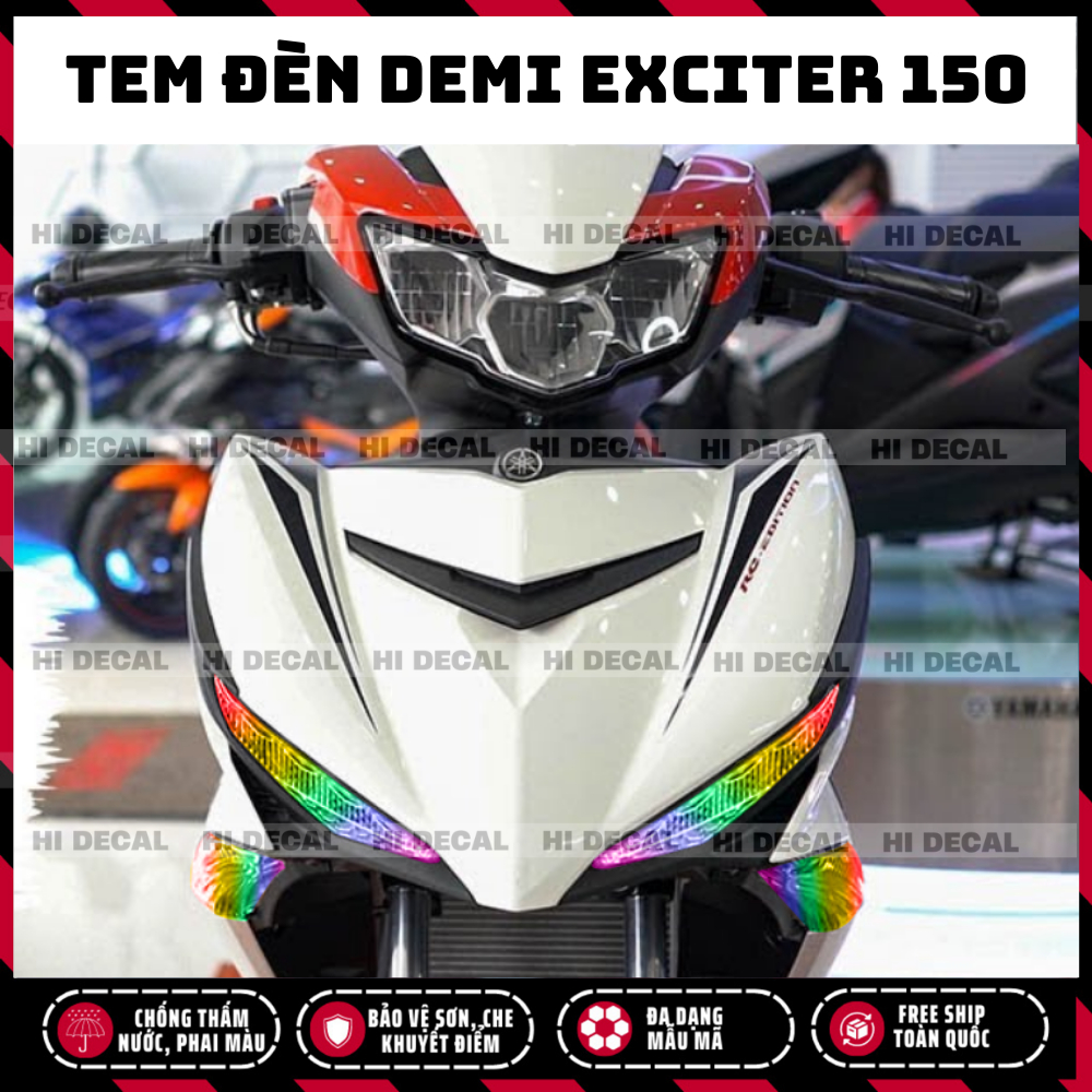 Tem dán đèn demi - xi nhan Exciter 150 decal dán đổi màu demi ex 150, chống nước chống phai màu | Tặng tem simpsons