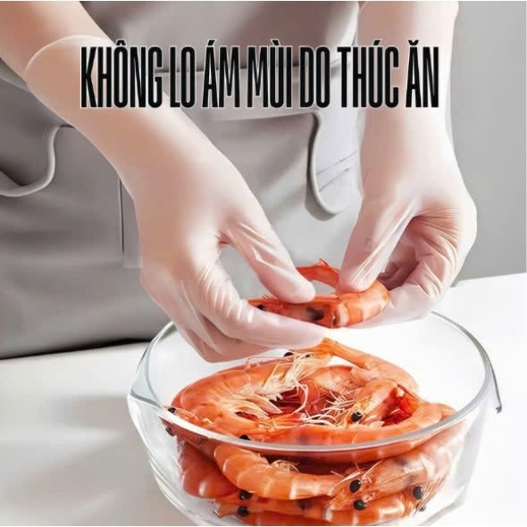 Combo 50 cái,100 cái,300 cái Găng tay PE nilon dai trong suốt không mùi,không bột, trống nước,an toàn cho da tay
