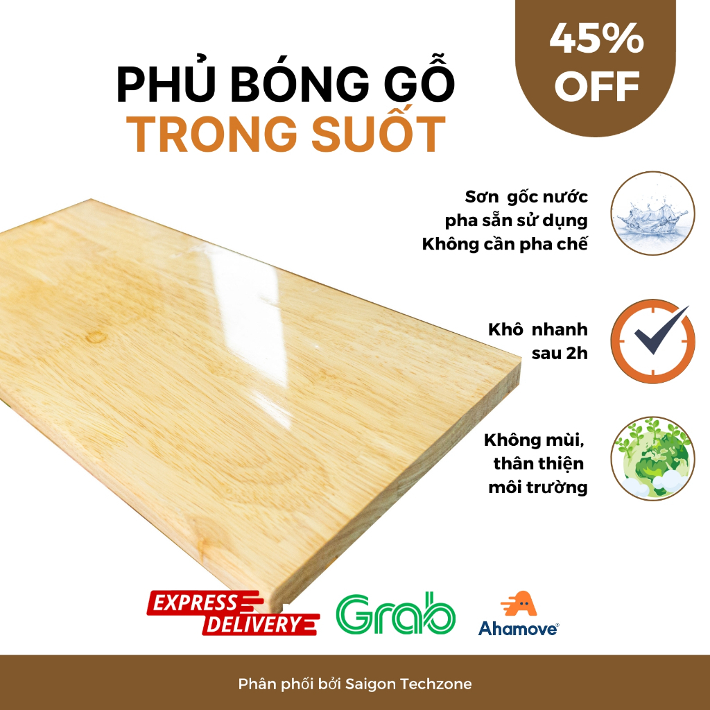 [2026] Sơn phủ bóng gỗ Acrylic 2in1 chống mốc, chống thấm, chống ẩm bảo vệ gỗ, độ bóng cao,không mùi