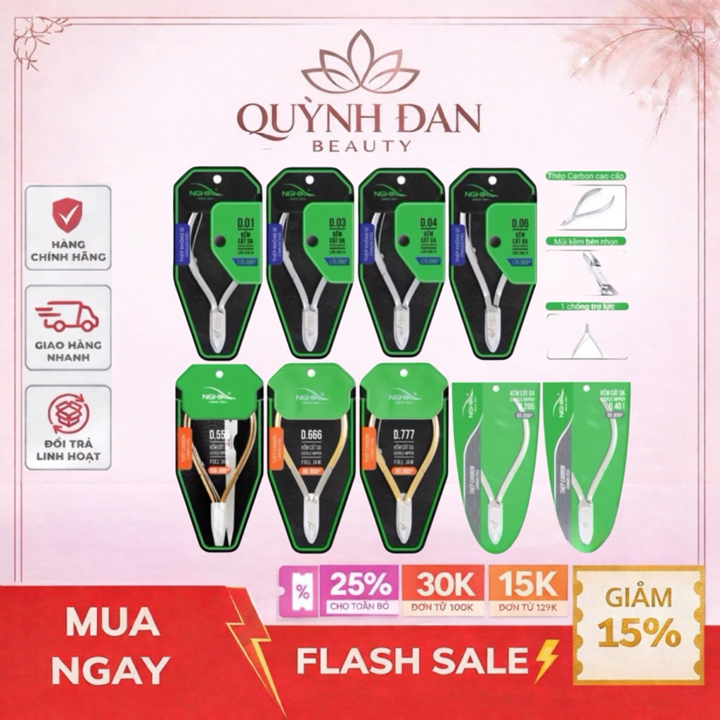 Kềm cắt da Kềm Nghĩa D01 D04 D09 D205 D401 D18 D555 D777 chính hãng - Kìm nhặt da thép không gỉ chuyên dụng làm nail