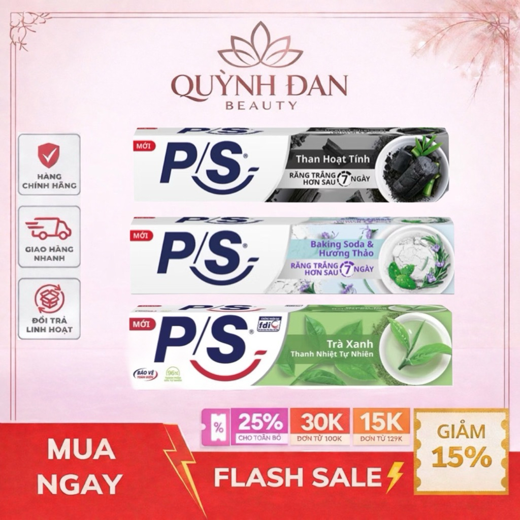 Kem Đánh Răng PS Trà Xanh,Than Hoạt Tính 230G