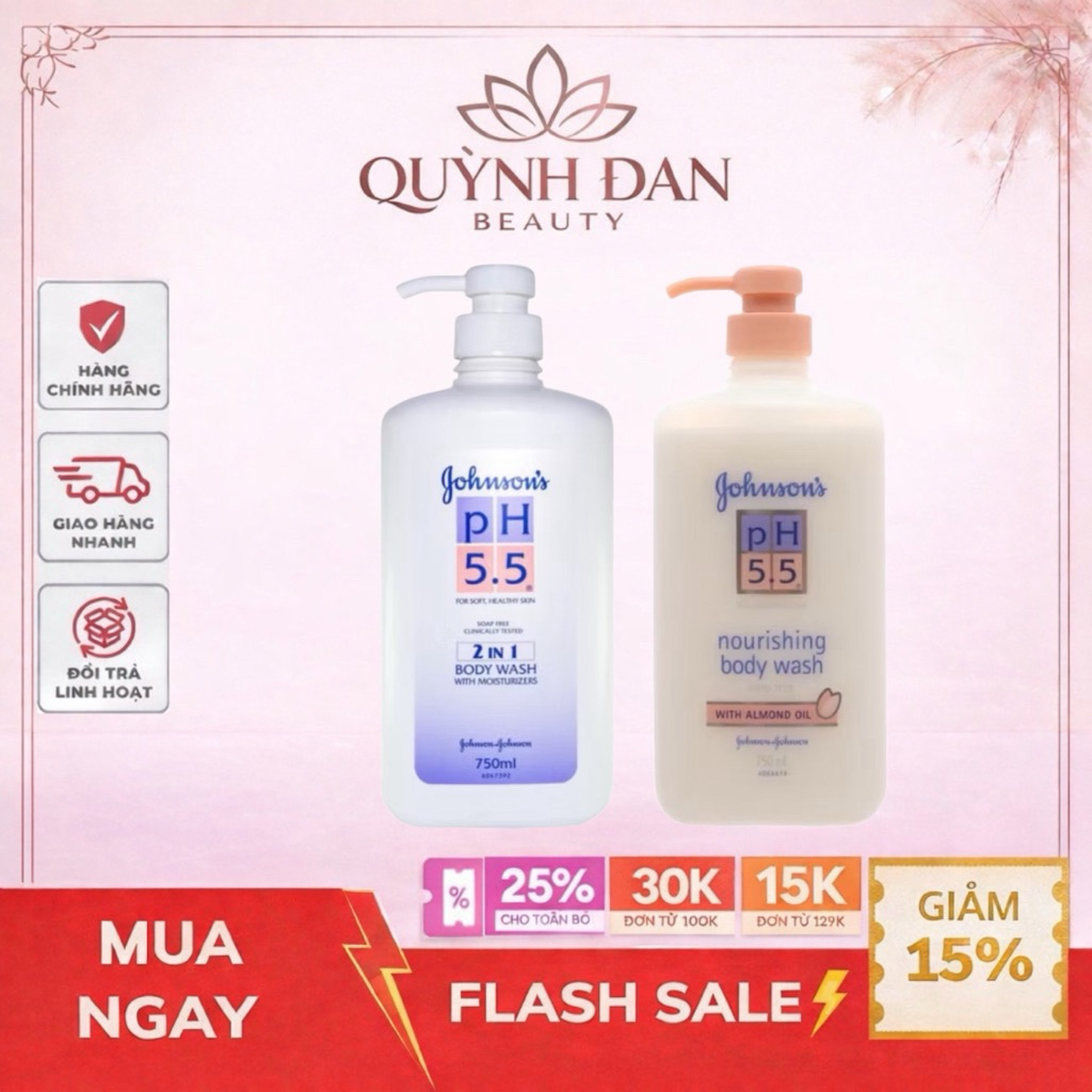 Sữa tắm Johnson's Adult pH 5.5 dưỡng ẩm 2in1 & Hạnh Nhân dành cho người lớn 750m