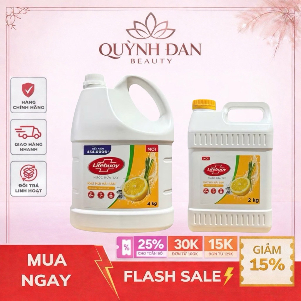 Nước Rửa Tay Lifebuoy Mẫu Mới Chuyên Khử Mùi Hải Sản Can 2kg - 4Kg .
