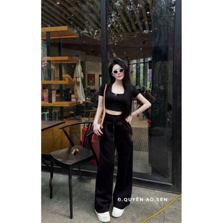 SET ÁO CỔ VUÔNG CRT MIX QUẦN ỐNG XUÔNG HOT HIT