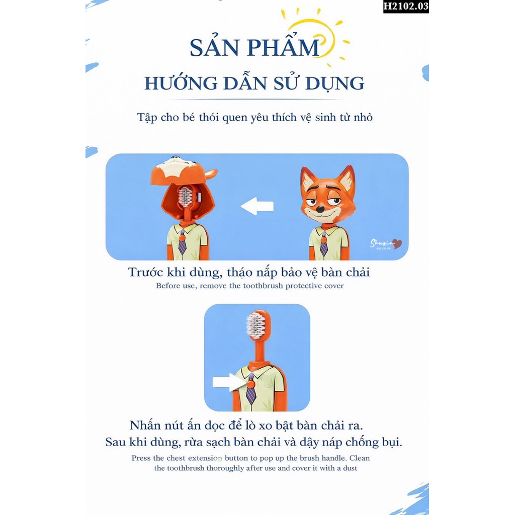 COMBO 3 BÀN CHẢI CÁO VÀ THỎ