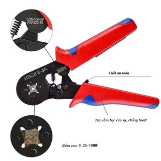 Kìm bấm cos Hsc8 6-4A / 10SA / 6-4B chính hãng Fasen bấm cốt pin rỗng vuông tròn 0.25-10mm2