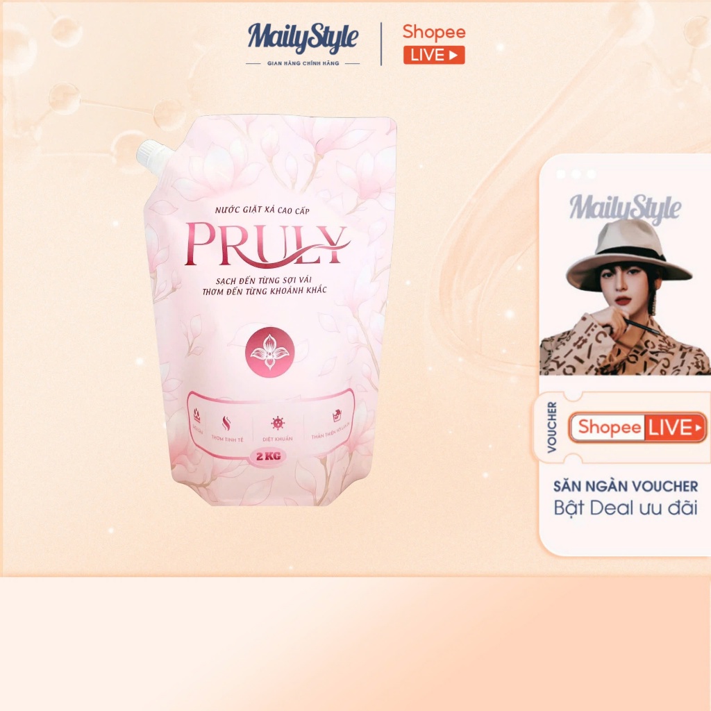 U94_ Nước Giặt Xả Cao Cấp Plury Hương Hoa 2kg