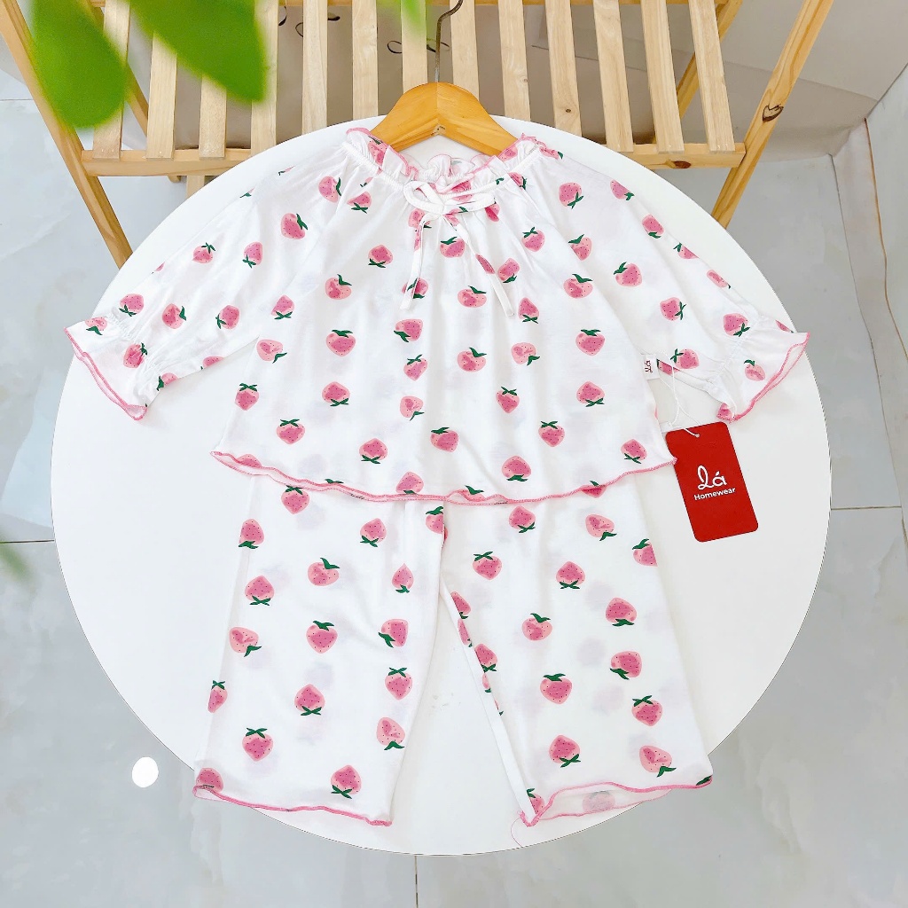 Bộ dài tay cho bé gái sợi sồi Modal Áo Lá Homewear A238 mềm mướt mát lạnh babydoll họa tiết đáng yêu