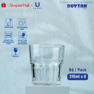 Bộ 6 Ly cốc thủy tinh U Glass 310ml kiểu lùn - PUG389, thủy tinh cao cấp