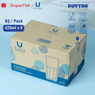 Bộ 6 Ly cốc thủy tinh U Glass 420ml kiểu cao - PUG390, thủy tinh cao cấp