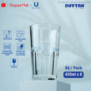 Bộ 6 Ly cốc thủy tinh U Glass 420ml kiểu cao - PUG390, thủy tinh cao cấp