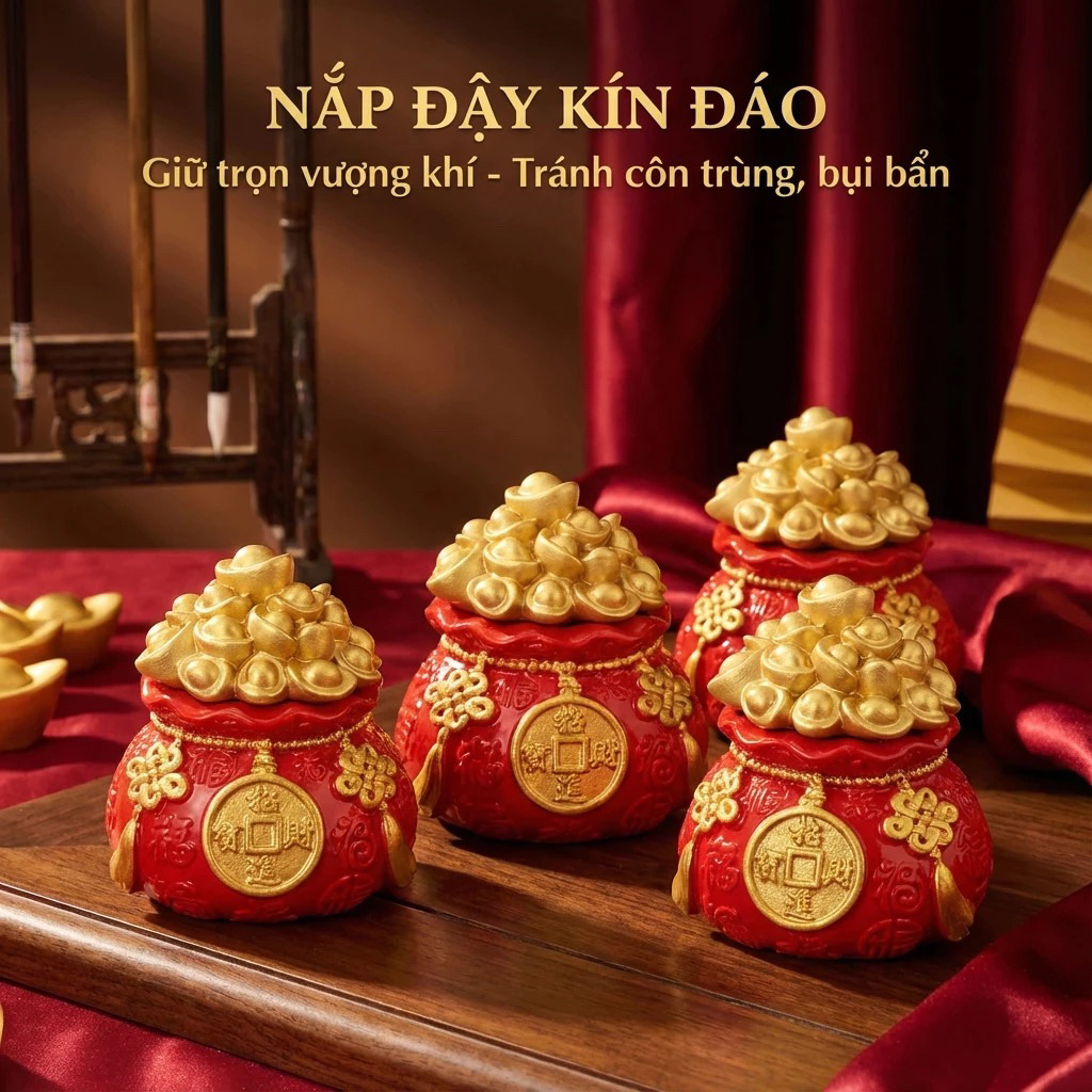 Hũ Tài Lộc May Mắn Đặt Ban Thần Tài, Hũ Gạo Muối, Hũ Đựng Gạo Muối, Hũ Gạo Tài Lộc Để Bàn Thờ