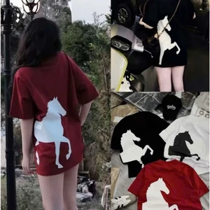Áo Phông In Ngựa 2026 Siêu Hot Chất Cotton Hai Chiều Dày Dặn Dành Cho Cả Nam Nữ