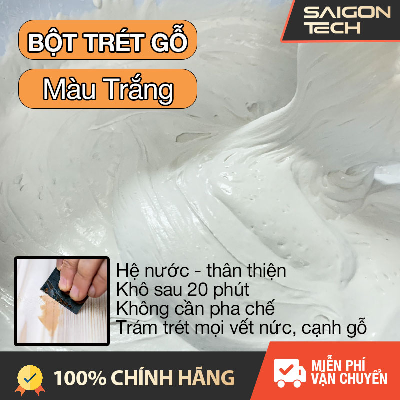 [MỚI 2026] HỘP 0.5KG BỘT TRÉT GỖ WOOD FILLER, TRÁM MỊN CÁC VẾT NỨT, LÀM NHẴN BỀ MẶT GỖ KHÔ NHANH