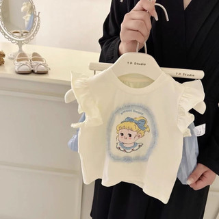 Set bộ áo sát nách tay bèo công chúa elsa + quần dễ thương cho bé gái