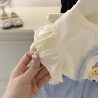 Set bộ áo sát nách tay bèo công chúa elsa + quần dễ thương cho bé gái