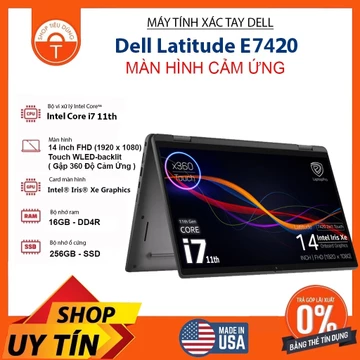 Laptop Dell Latitude 7420 2in1 carbon Màn hình cảm ứng core i7 11th Ram 16Gb SSD 256Gb/14"
