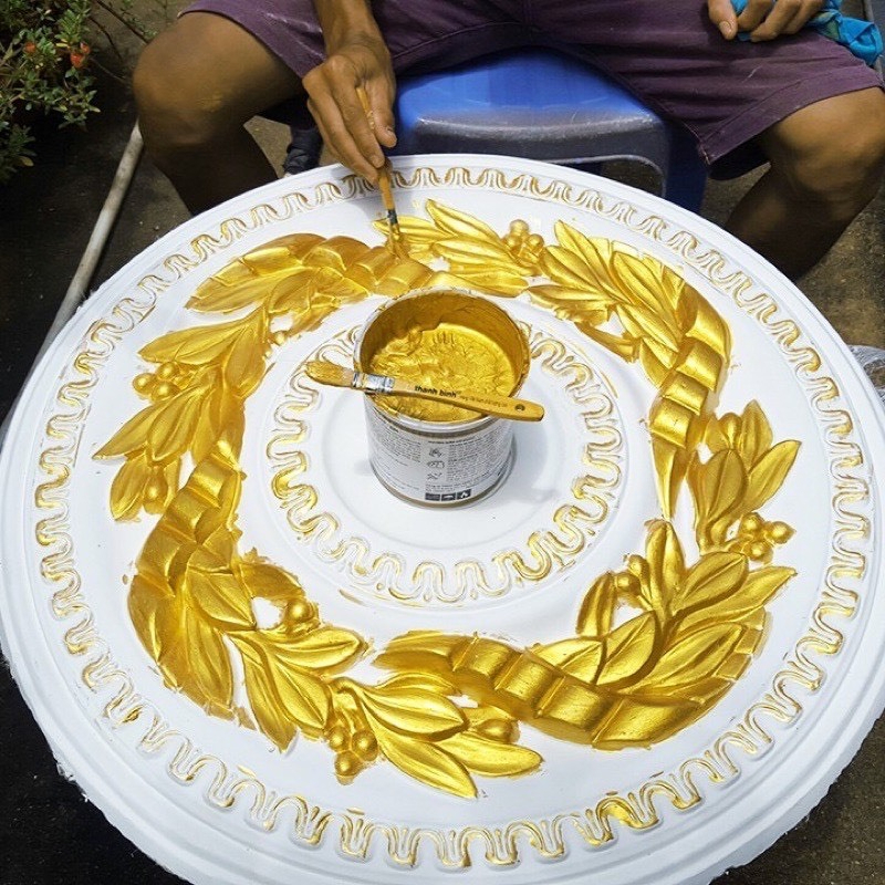 🔥Sơn Nhũ Vàng 24K Cao Cấp Ánh Kim, Sơn Bề Mặt Kim Loại, Cổng Rào, Đá, Chậu Cảnh, Hệ Nước, Nhẹ Mùi