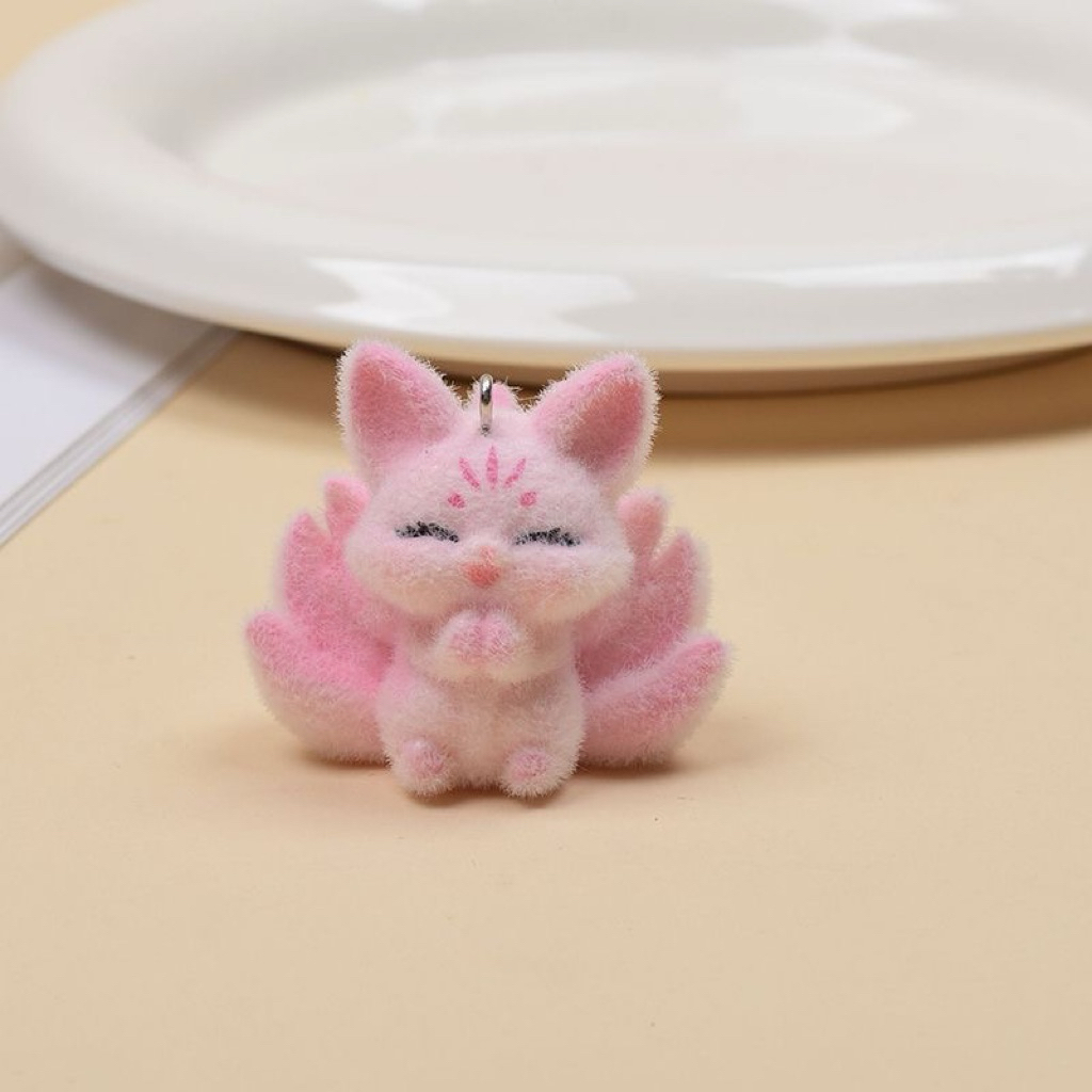 Móc Khóa Hồ Ly 9 Đuôi Mini 4cm Lông Mềm – Treo Balo, Túi Xách, Điện Thoại Siêu Cute