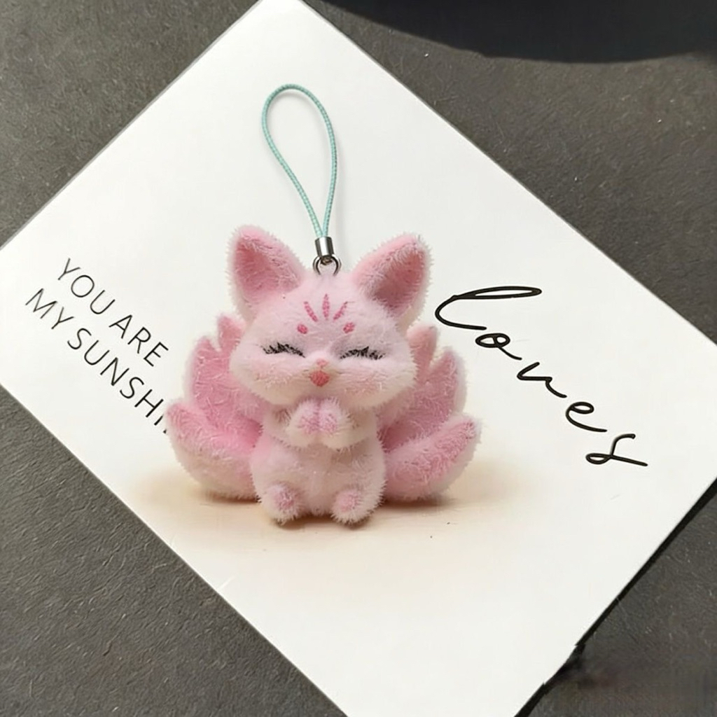 Móc Khóa Hồ Ly 9 Đuôi Mini 4cm Lông Mềm – Treo Balo, Túi Xách, Điện Thoại Siêu Cute