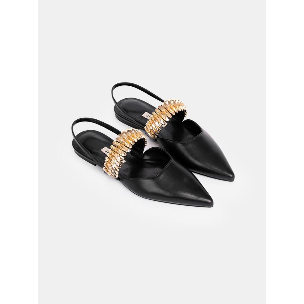 Giày búp bê mũi nhọn Slingback Jeremy - Gold Leaf Edition BB0001