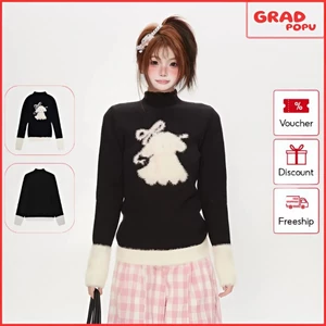 Áo len nữ GRADPOPU cổ cao kiểu dáng dễ thương ngọt ngào và mềm mại với họa tiết hoạt hình PAL238