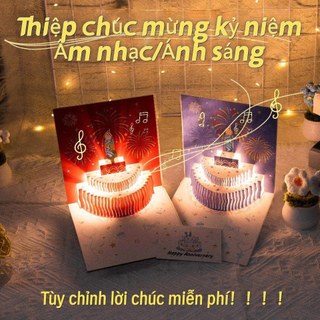 3D Thiệp chúc mừng kỷ niệm với đèn và nhạc, món quà tặng ý nghĩa và lời chúc đong đầy tình cảm